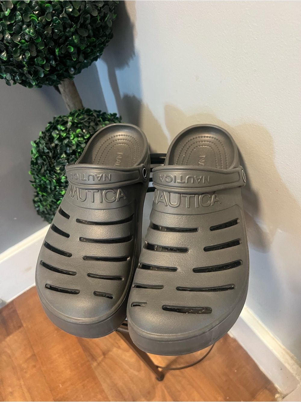 Nautica River Edge Men's US Size 10Clog Slides Shoes Gray Water Beach Comfort